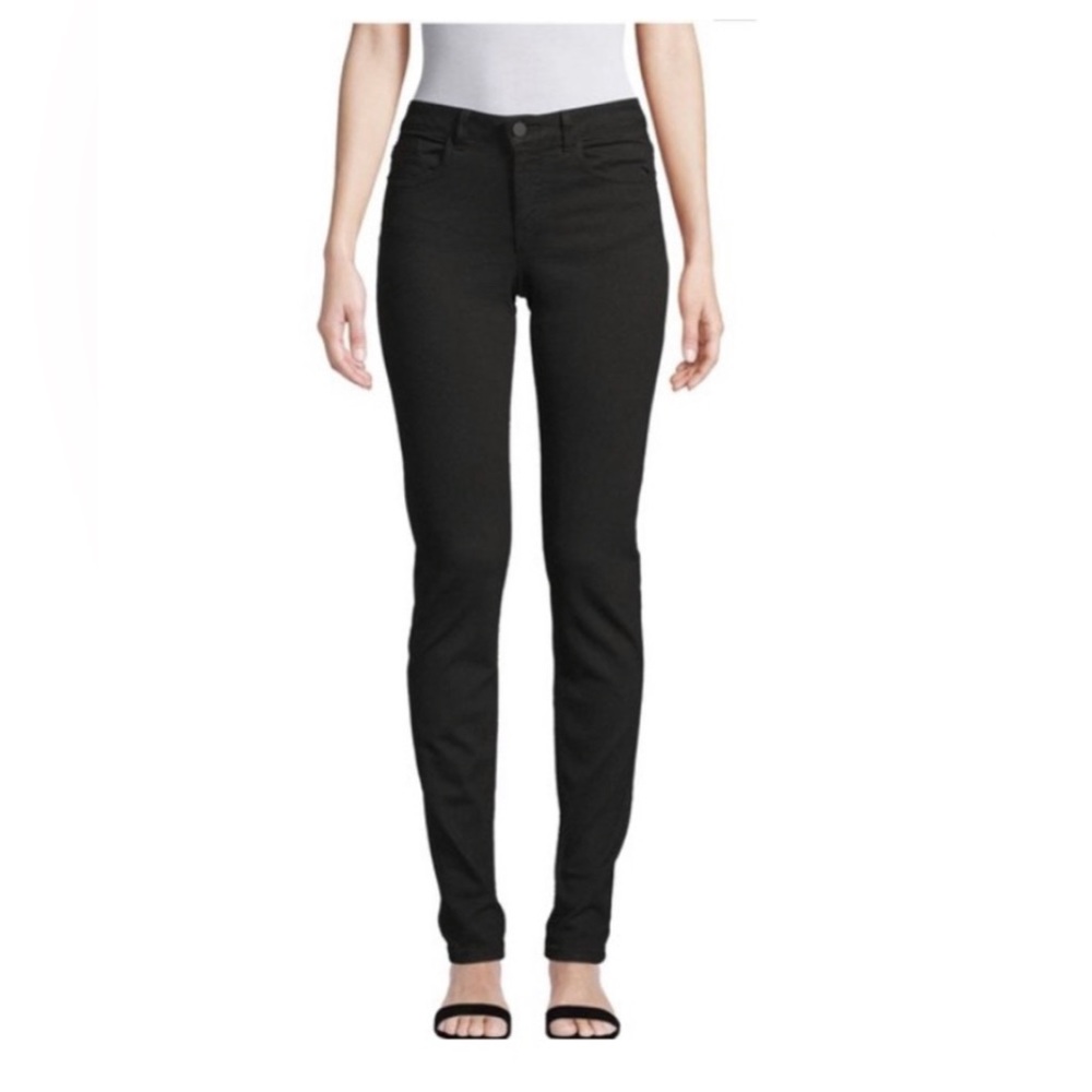 ALICE + OLIVIA Black Coated Skinny Jeans Sz 26